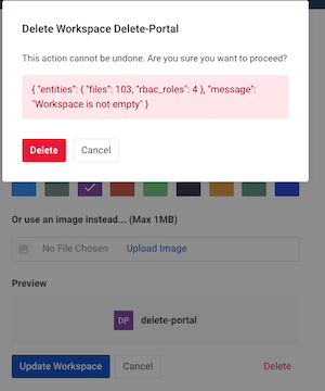 Cannot delete a workspace after enabling the Developer Portal