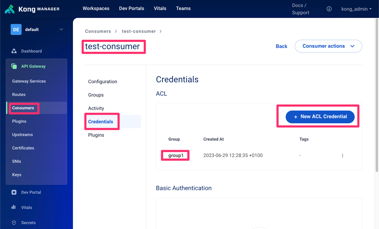After adding a Consumer Group and configuring the ACL plugin I am not ...